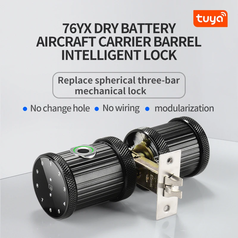 Modern Round Electronic Lock Small Fingerprint Smart Door Lock with RFID Card Family High Security Knob Lock