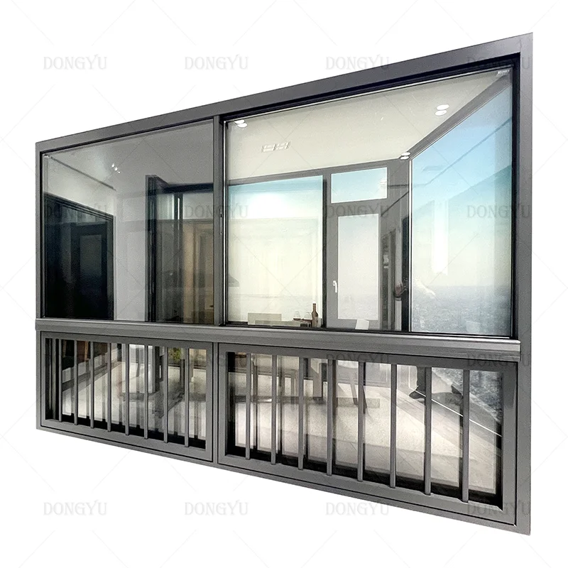 Modern Double Low-E Glass Soundproof Aluminum Sliding Window With Mosquito Net