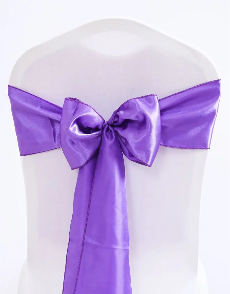 Оптовая продажа тянущийся атласный бант однотонные Галстуки для свадебной вечеринки створки стула