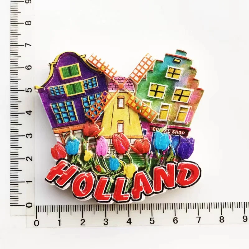 Resin crafts 3D Dutch tulip windmill refrigerator magnet collection souvenir