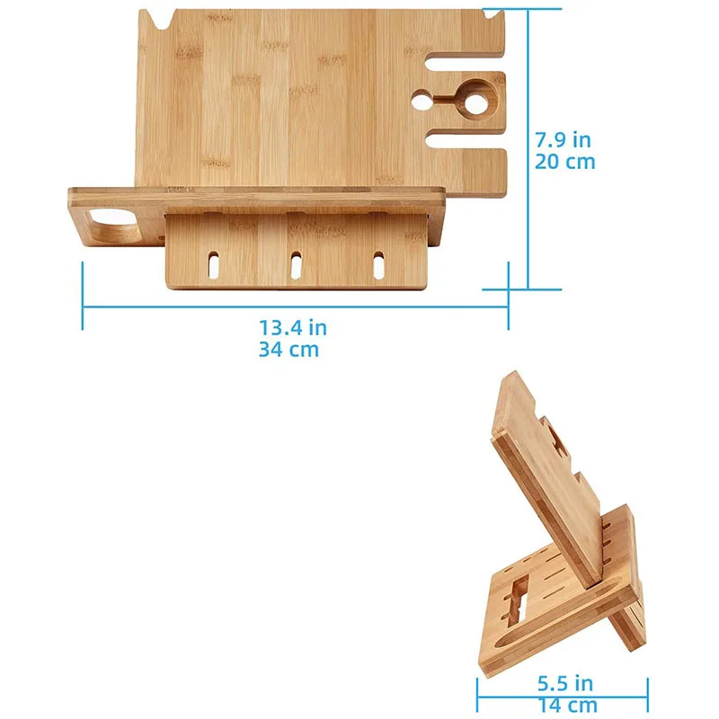 Multiple bamboo wood mobile charging stand for office