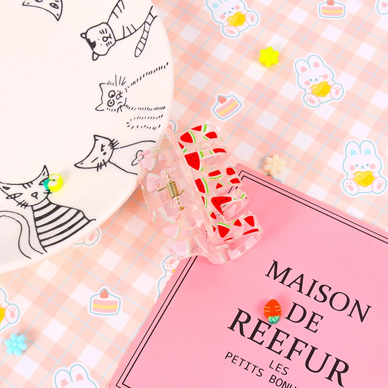Newest selling Low Price Watermelon Pattern Cute Suitable For Little Girls Hair Claws Clips