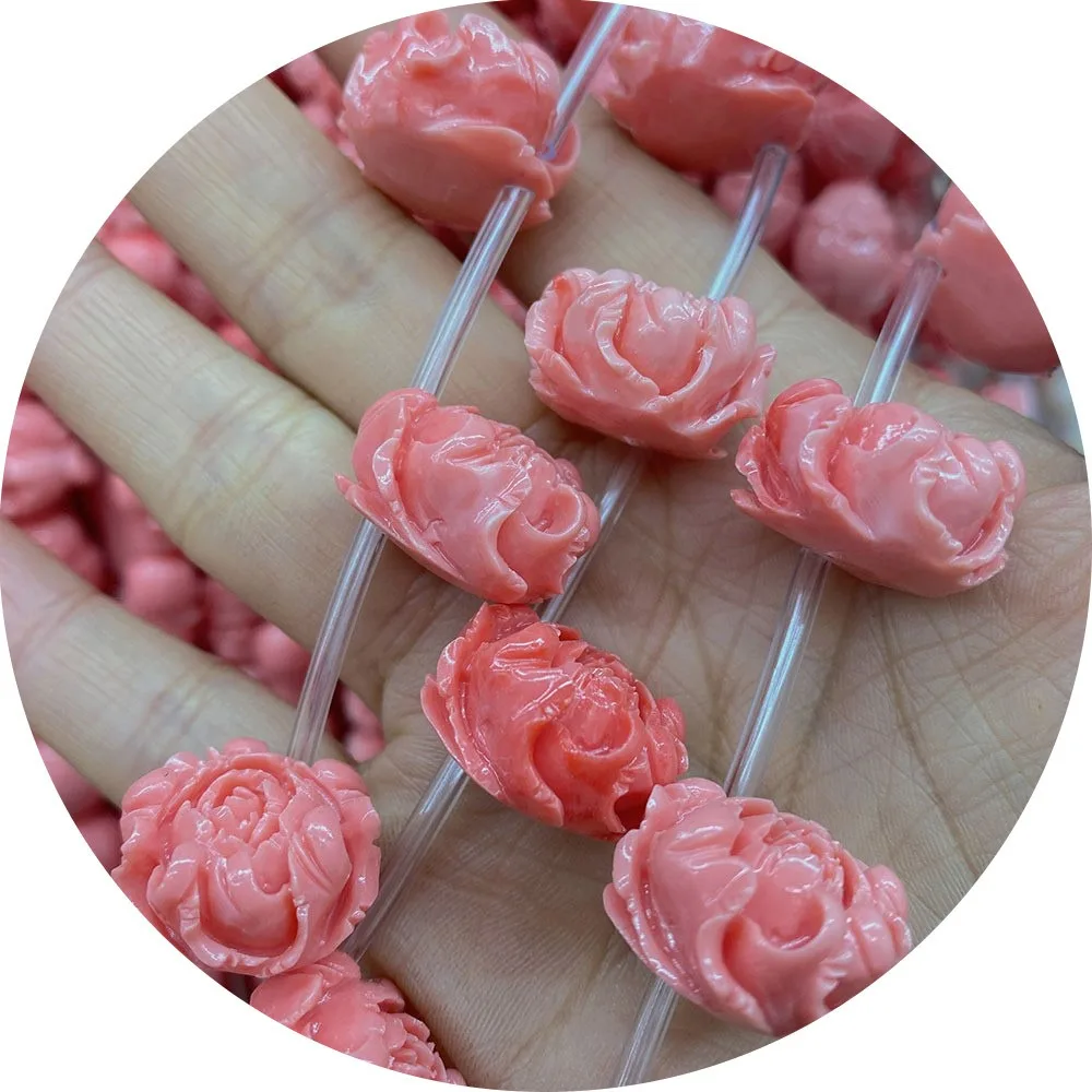 10pcs/bag Red Synthetic Coral Craved Pixiu Starfish Flower Cat Loose Beads Coral Beads For DIY Necklace Earrings Accessories