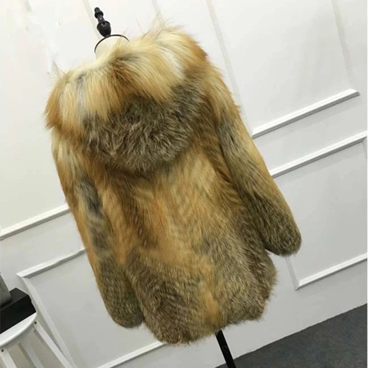 
Winter Custom Warm Real Red Women Fox Fur Coat 