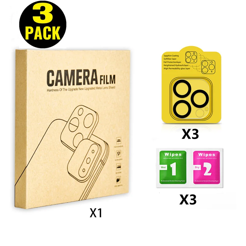 Camera Glass For iPhone 14 Pro Max 14Plus 13 12 11 3 Pack  Lens Glass Protector High Clear Glass 9H Transparent