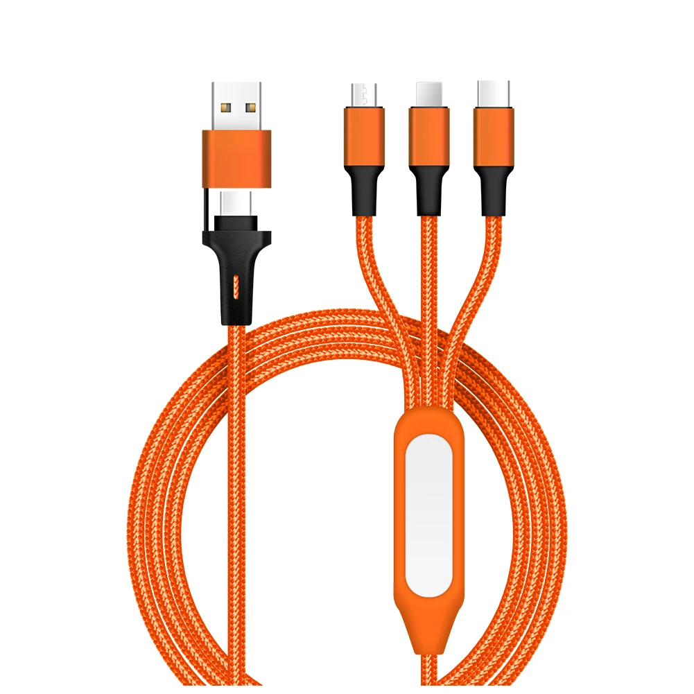 Factory New Branded 6 in 1 Multi Charging Cable Phone USB Charging Cable with LED light lamp for Promotional Gift items