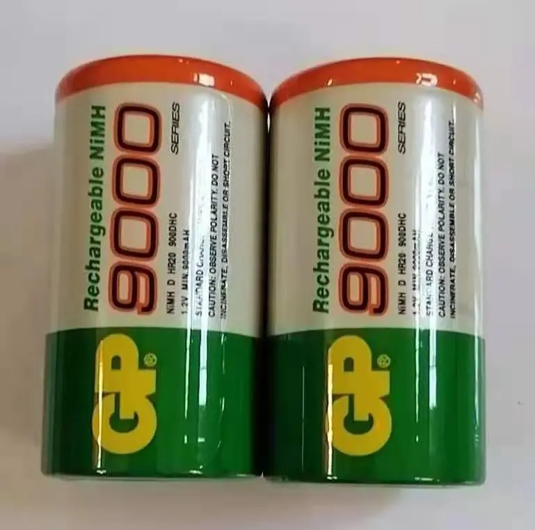 GP  High Capacity 9000mAh 1.2V R20 D Cell NiMH Battery Size D Rechargeable Battery for Flashlight/Radio Receivers and Transmit