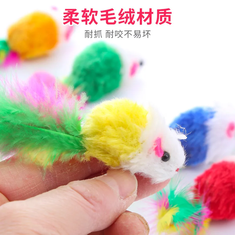 colorful plush mouse with tail cat toy pet products wholesale in stock fast delivery
