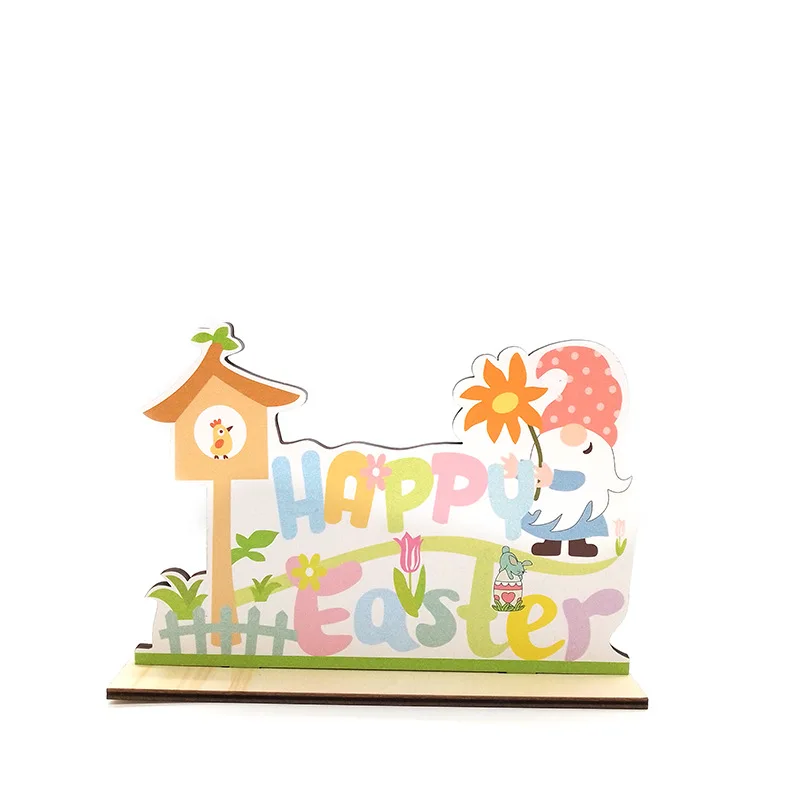 Happy Easter Decorations Wooden Table Sign,Spring Tabletop Centerpiece Signs Egg Hunt Ornaments,Easter Decorations