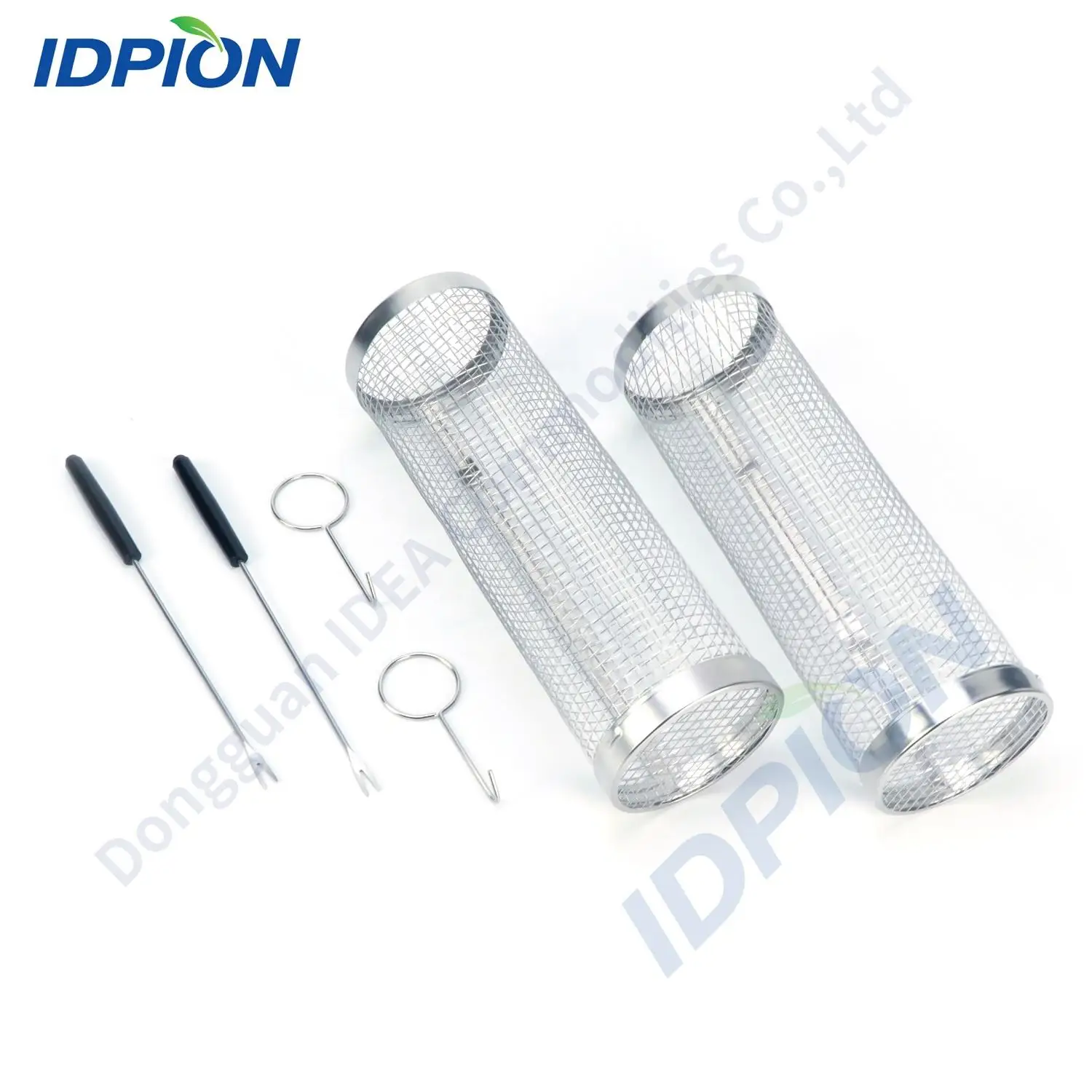 Portable 2pcs Round Tube Cylinder Barbeque BBQ Grill Basket 304 Stainless Steel Wire Mesh Rolling Grilling Baskets