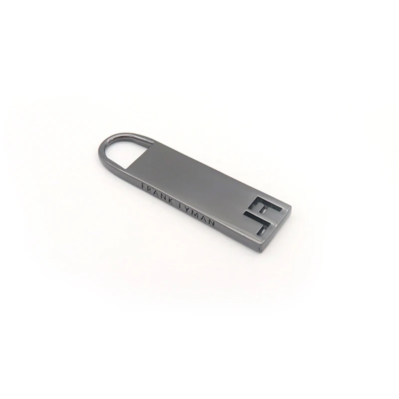 Wholesale Design Custom Brand Logo Hollow Out Garment Metal Zipper Puller With Slider
