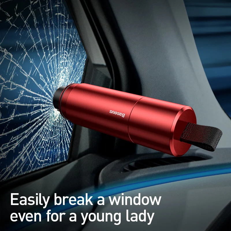 Baseus Portable Car Safety Hammer Window Breaking Flashlight Auto Glass Breaker Life-Saving Tools Car Accessories
