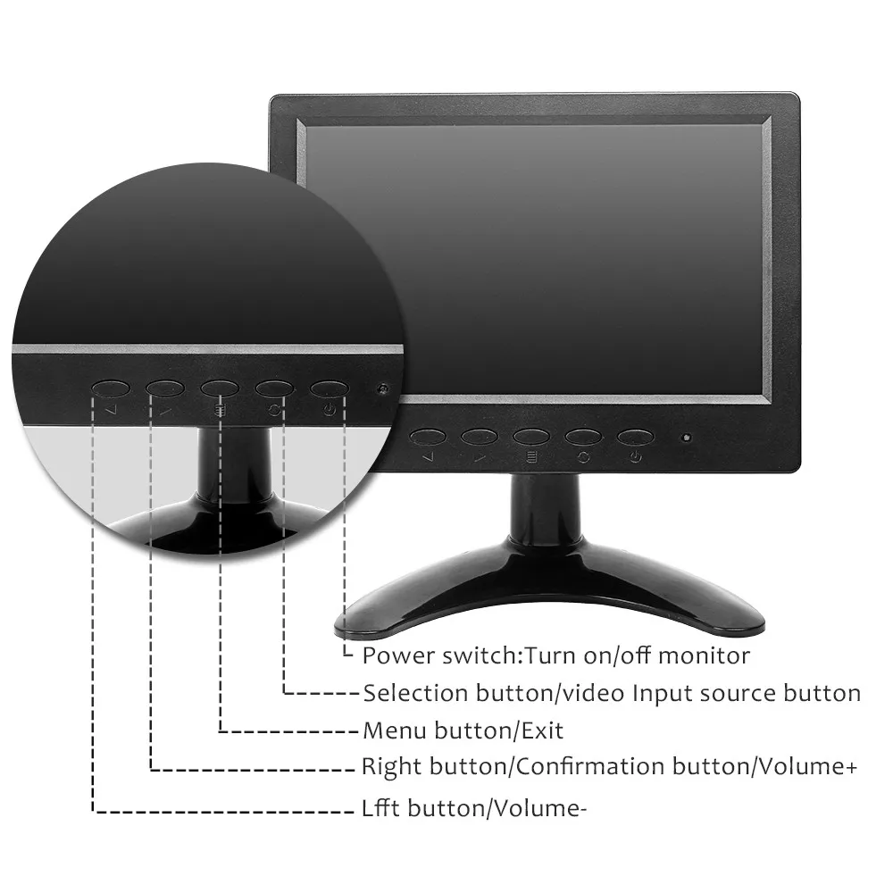  VGA/BNC/VGA/AV вход для высокая яркость Cctv маленький компьютер с сенсорным экраном 7 дюймов Lcd hd