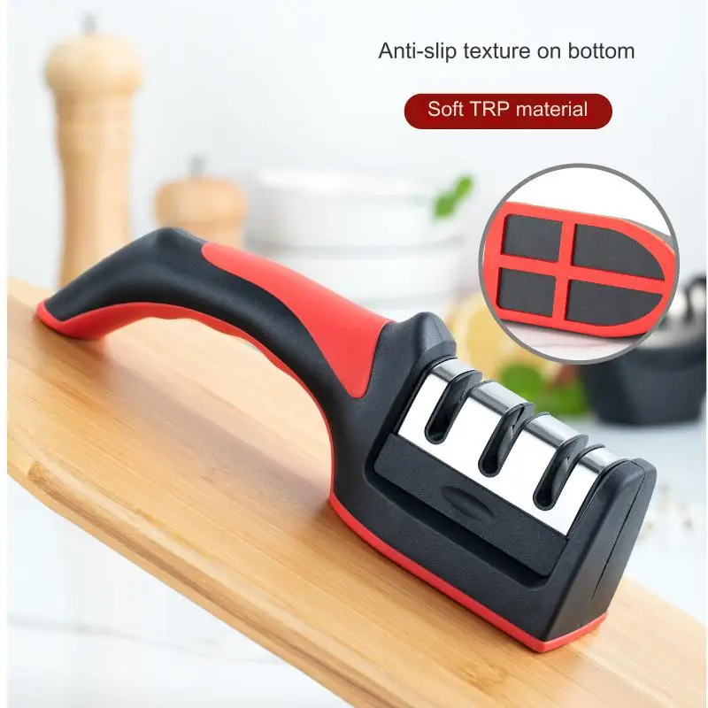 Professional Manual Plastic Nonslip Handle Sharpening Stone Sharp Blades Scissor Professional Knife Sharpener