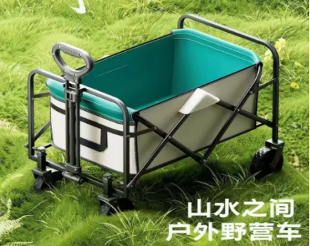 Outdoor Camping Wagon Portable Trolley Cart Collapsible Folding Wagon Utility Cart 5 Inch Bearing Rubber Wheel Without Brake