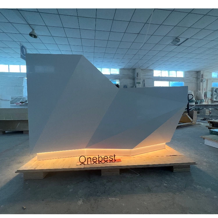 Luxury White Front Desk Counter Reception Durable Solid Surface Reception Desk for Hospital