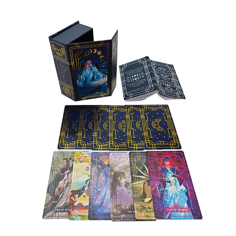 custom oracle card printing tarot cards gold foil with book