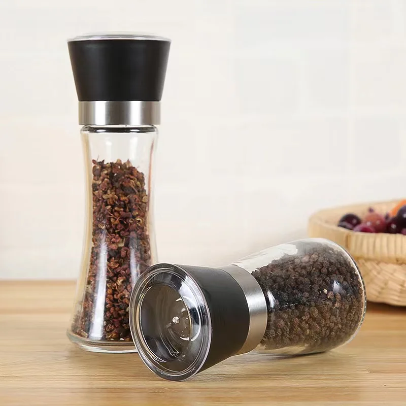 Tall Glass Premium Salt and Pepper Grinder with Ceramic adjustable Coarseness