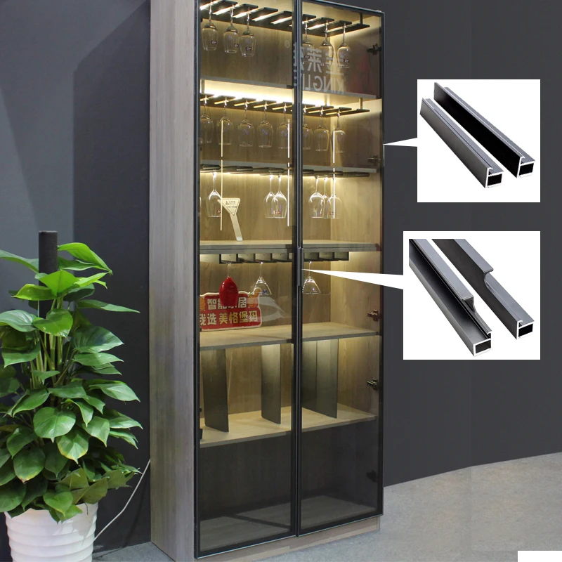 Aluminum Alloy Wardrobe Door Profiles Handle Profile Glass Door Profiles Frame Wardrobe Door