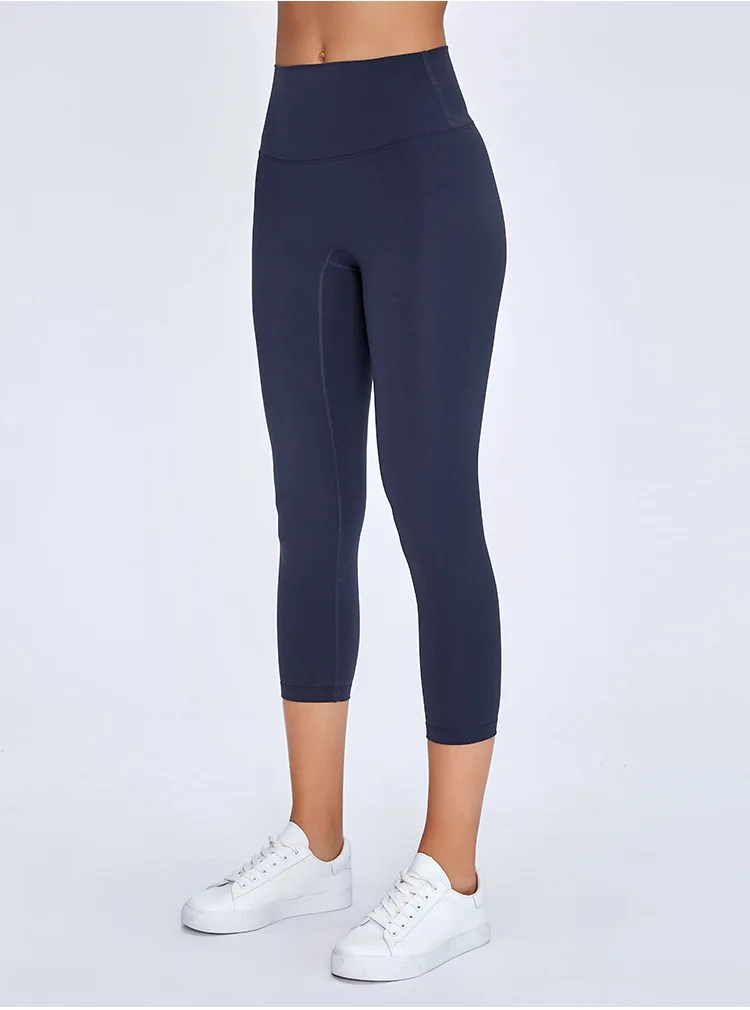 3/4 Length No Front Seam Printed Yoga Pants Custom LOGO Yoga Tights Women Tummy Control Leggings