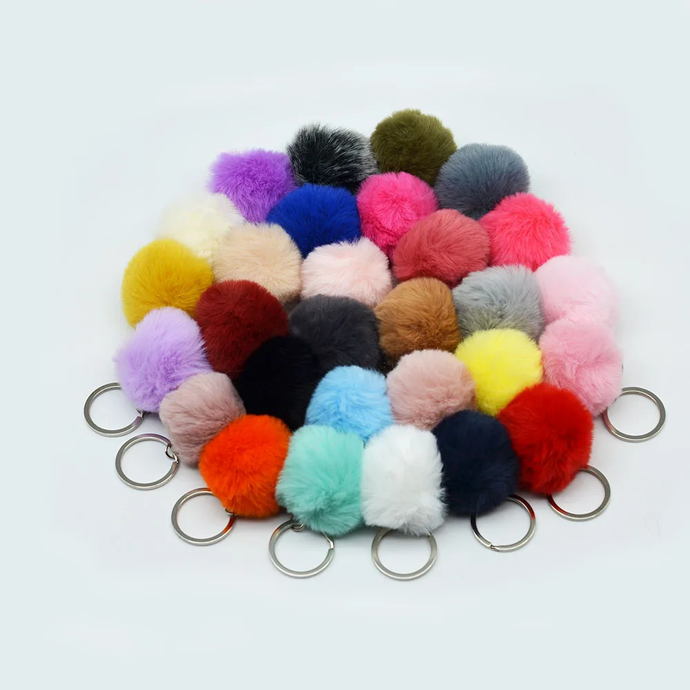 2024 Hot Sale Custom Small Size  5cm Artificial Faux Fur Ball Pompom  Accessory key rings chains Christmas Toys
