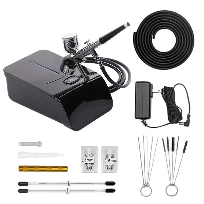 Airbrush sweatsuit brow stain compressor pen mini brow stencil sticker custom box professional airbrush kit nail painting