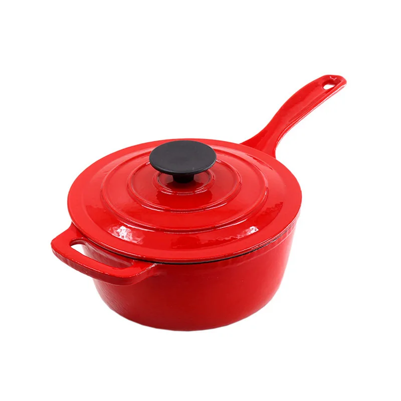 Factory Wholesale Custom Logo Enamel Cast Iron Cooking Pot Saucepan with Lid and Cover