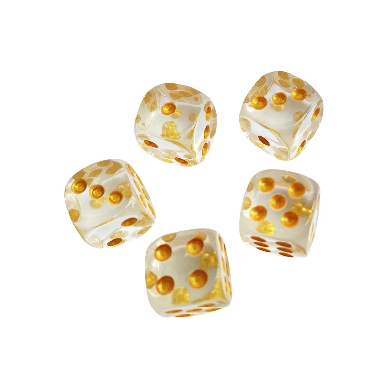 Acrylic Gold Pips Dice 10*10mm/20*20mm Game Board Game Supplies Gambling Custom Dice Transparent Wholesale