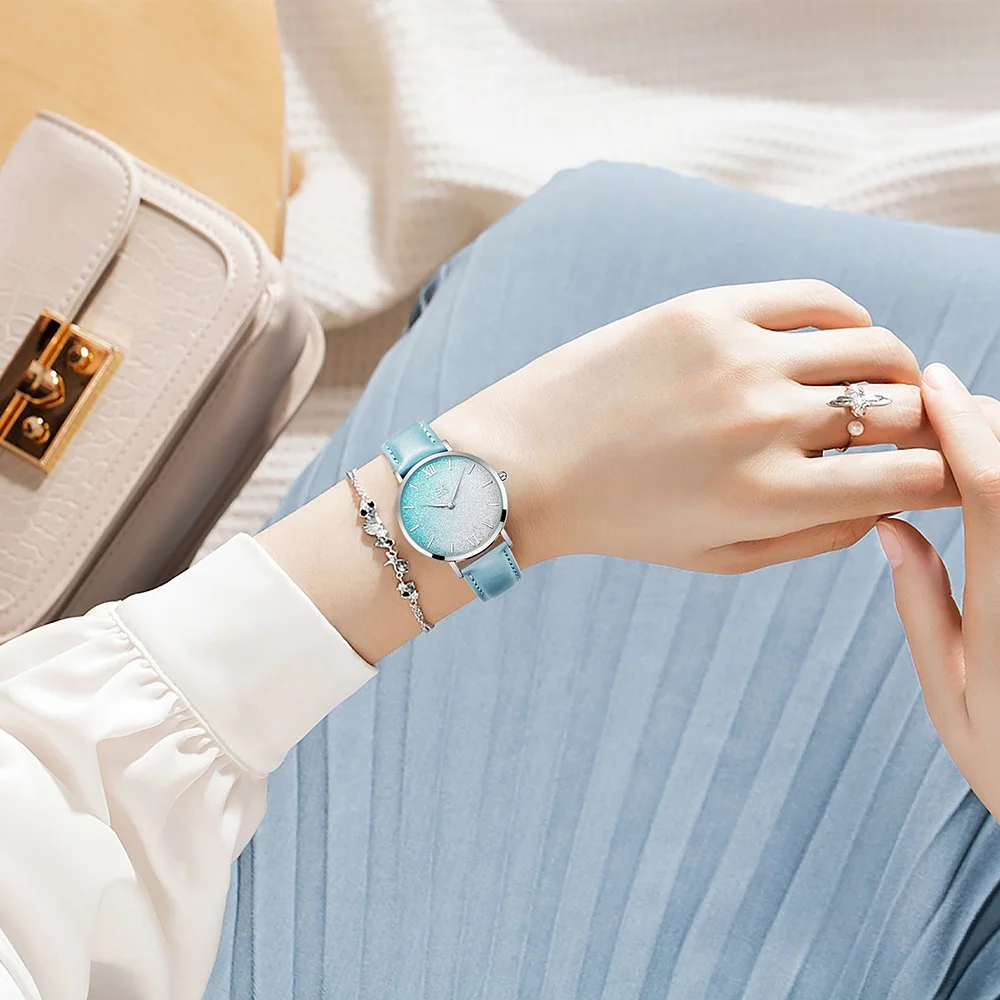  Shengke Womens Bling Watches Fashion Waterproof Girl Watch Luxury Quartz Ultra Thin Women Leather Wristwatch Reloj Mujer