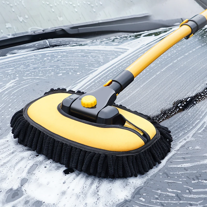 2022 Wholesale Telescopic Bend Rod Car Wash artifact Soft brush Mop Long Handle Convenient Car Wipe Mop