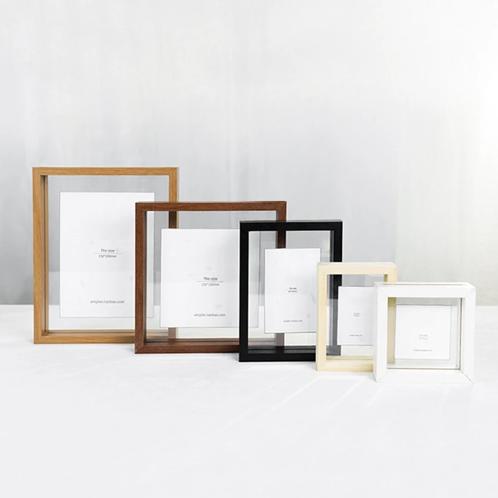 
Wholesale Transparent Double Sided, Glass Picture Wooden Frame And Clear Acrylic Floating Photo Frame Wall Art/ 