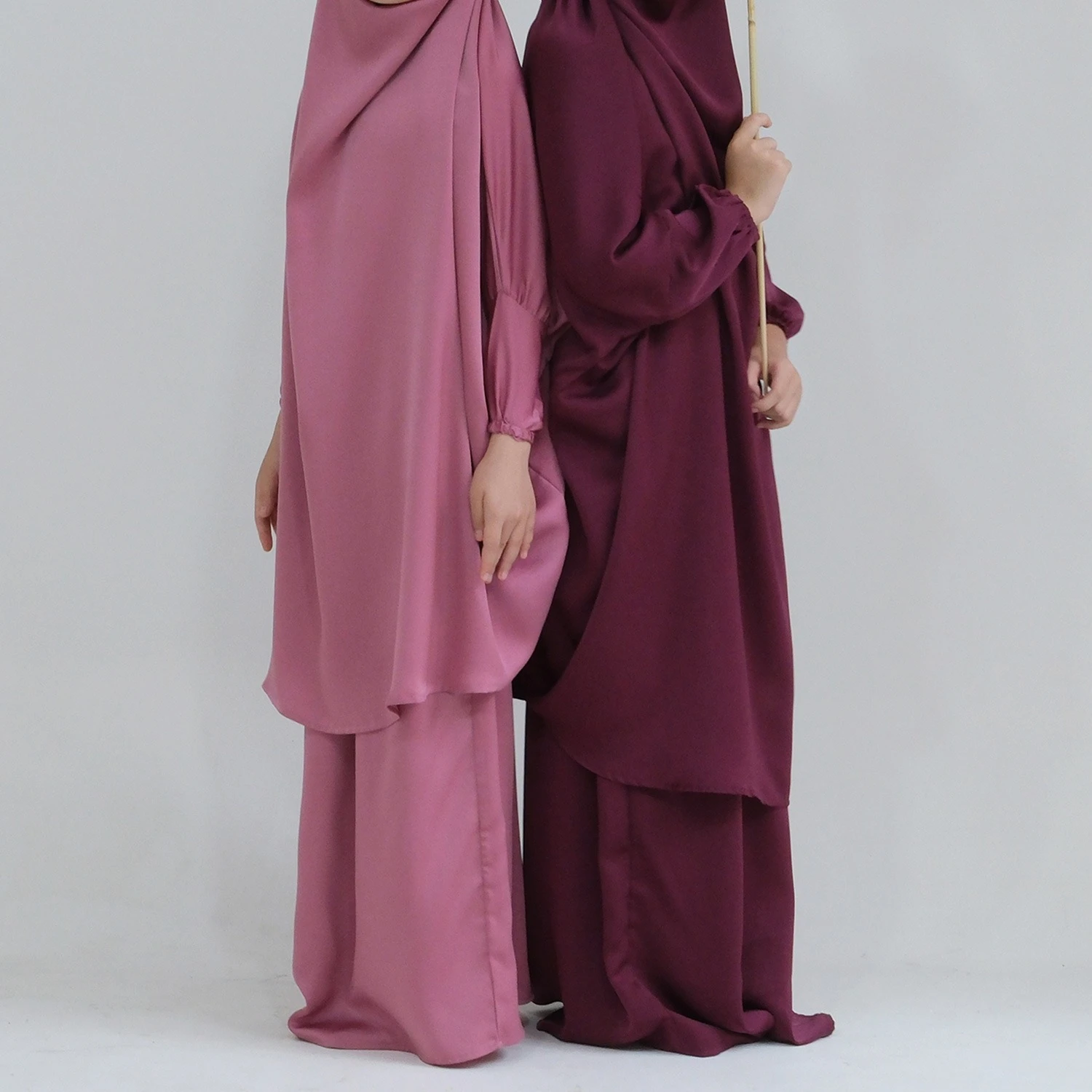 New Arrival Kids Two pieces Muslim Prayer Dress Abaya Set Long Hijab Abaya Islamic Clothing Muslim Khimar Jilbab Overhead