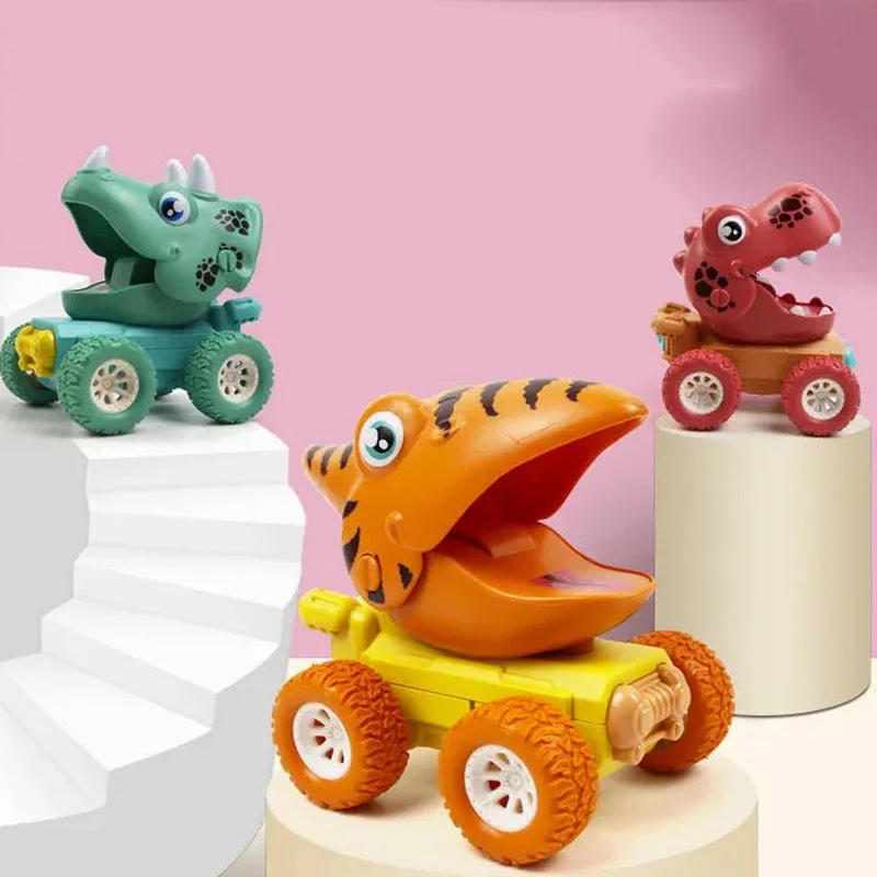 Amazon Hot Selling Plastic Small Toy Cars Dinosaur World Car Toy Pressure control Cartoon Dinosaur cars for kids