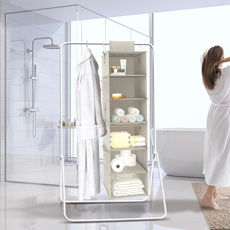 Hanging Closet Organizer Storage Boxes & Bins 2 Separable 3-Shelf Shelves With 3 Drawers Clothes
