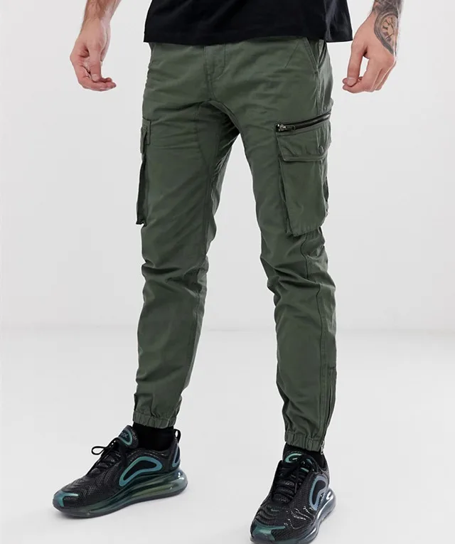 New style streetwear tapered fit slim fit 100% cotton cargo pants jogger with four pocket
