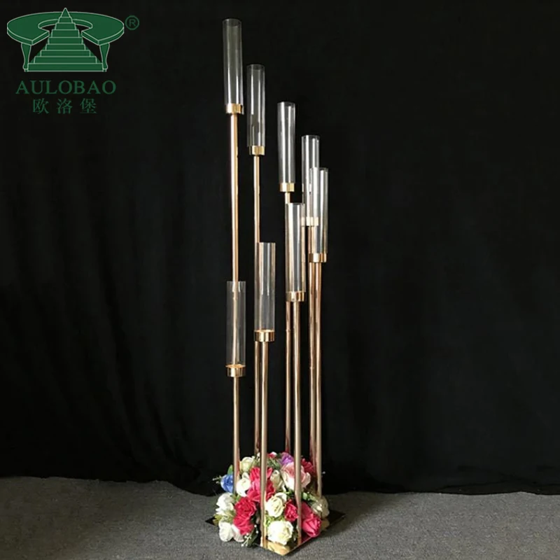 Wedding Table Centerpiece Gold Candlestick Candelabra Wedding Tall Centerpieces Chandelier Stainless Steel Golden Candle Holder