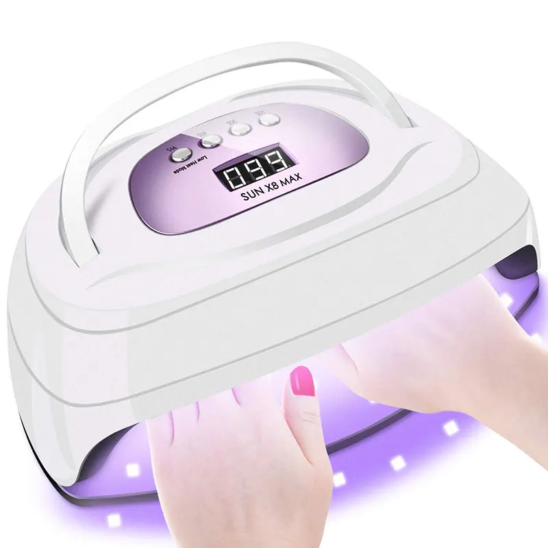 X8 PLUS 220W UV LED Nail Lamp Nail Dryer Gel Polish Curing Light Portable USB Rechargeable UV Led Nail Lamp for Manicure Pink