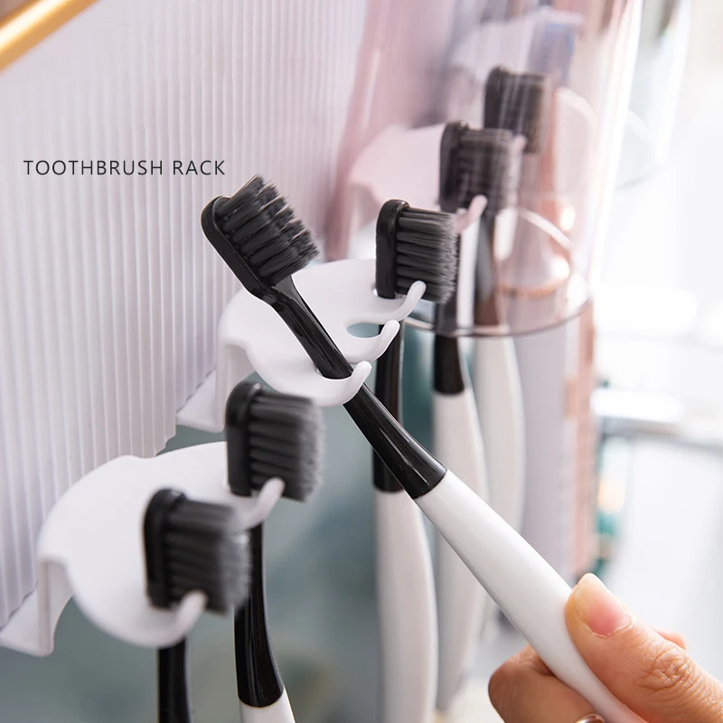 Factory Wholesale Bathroom Wall Hanging 2022 New Product Automatic Squeeze Toothpaste Dispenser With Plastic Toothbrush Holder