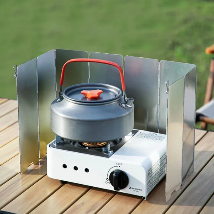 12 Plates Wind Shield Screens Foldable Outdoor Camping Cooking Cooker Gas Stove Windshield Wind Screen