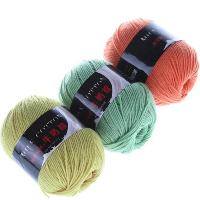 2020 New 54 Colors Hand-Woven 3 Strands Milk Cotton Scarf Hat Sweater Crocheted Thick Wool Thread Sewing & Knitting Wool Yarn