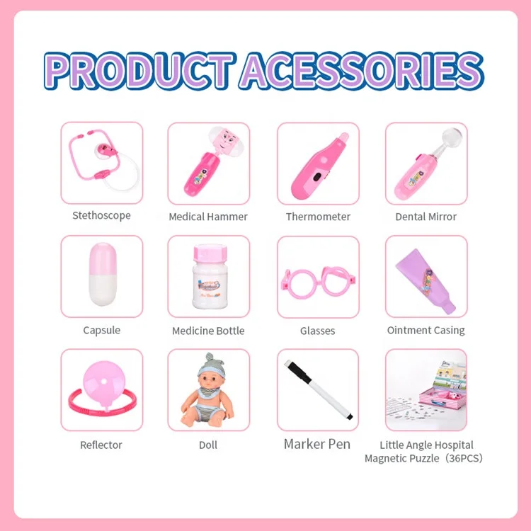 Children Educational Magnetic Doctor Supplies Puzzle And Acousto-Optic Medical Equipment Toys