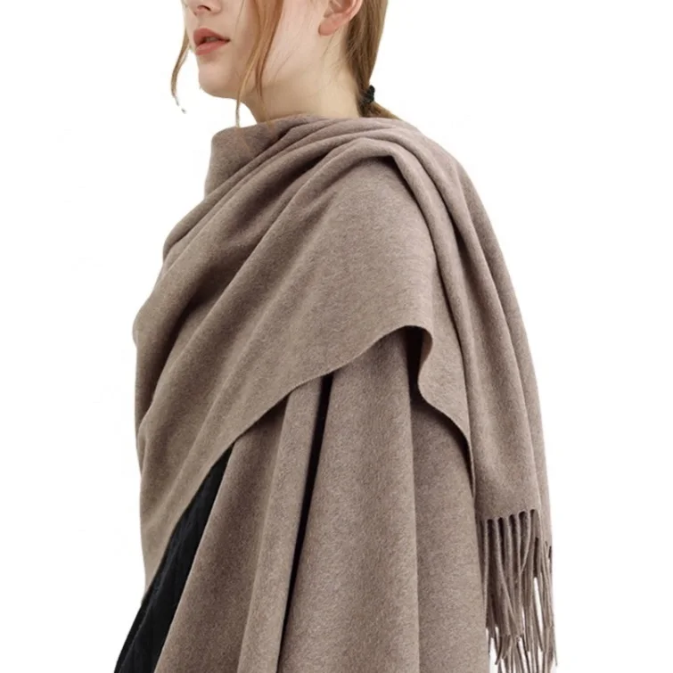 Wholesale Custom Luxury Thick Poncho Shawl Knitted Pashmina Blanket Winter Plain Scarves Ladies 100 Cashmere Wool Scarfs Women
