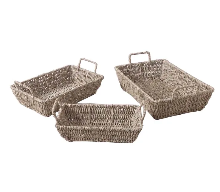 Natural handwoven square sea grass basket for organize sundries