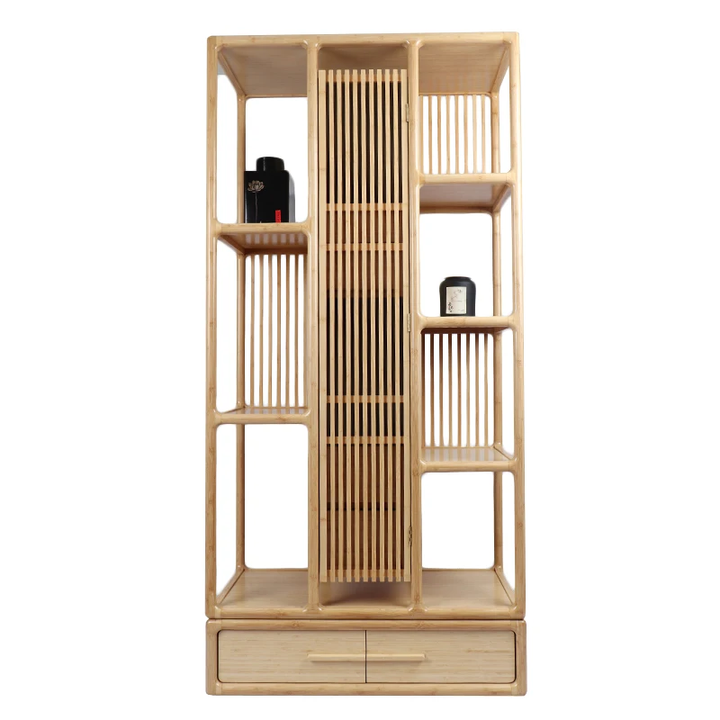 2021 Living room simple and creative natural wood tea cabinet Chinese style wardrobe