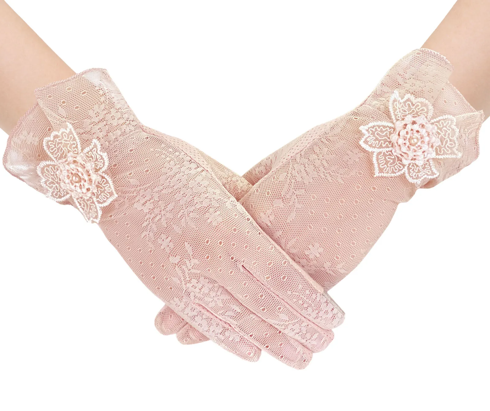 Женские короткие кружевные перчатки Best & Wecan с цветочным узором для сенсорных экранов женщин и девушек свадебной вечеринки один