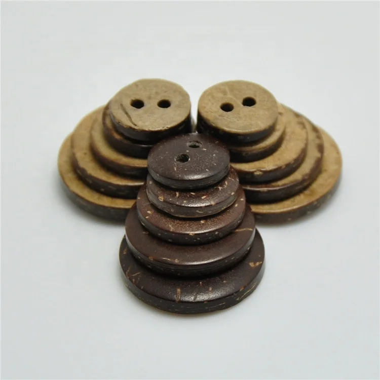 Factory Export Round Flatback 2 Holes Natural Coconut Buttons For Clothes