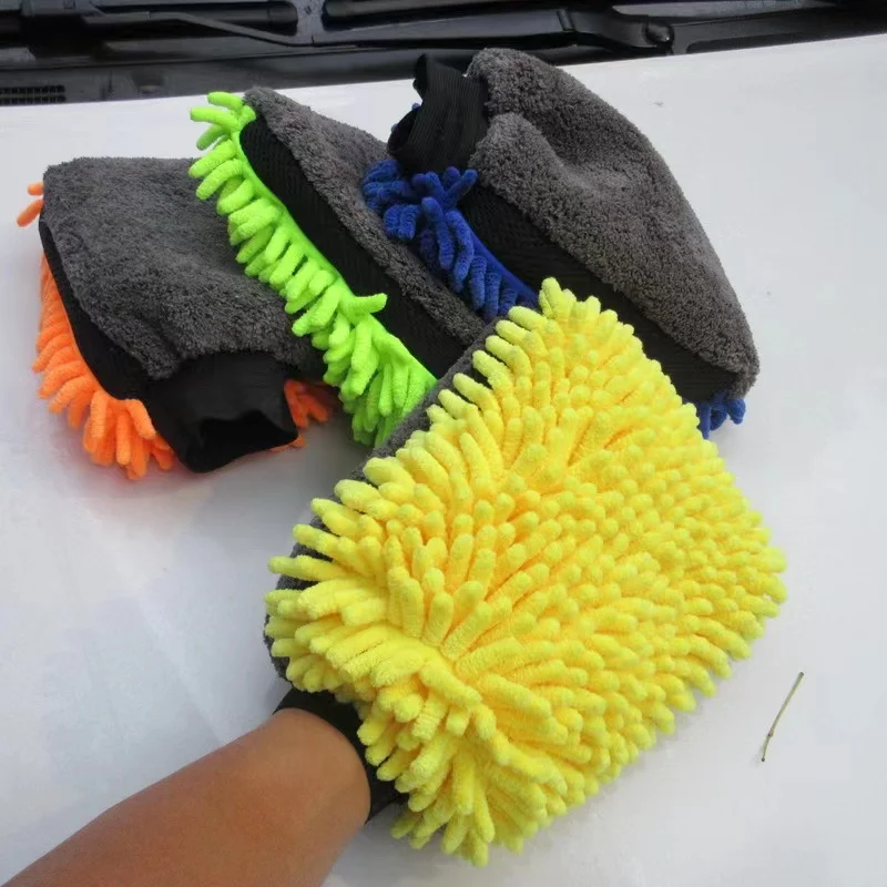 Extra Large Size Winter Waterproof Premium Chenille Microfiber Washing Mitts Coral Velvet Wash Glove Lint Free Scratch Free