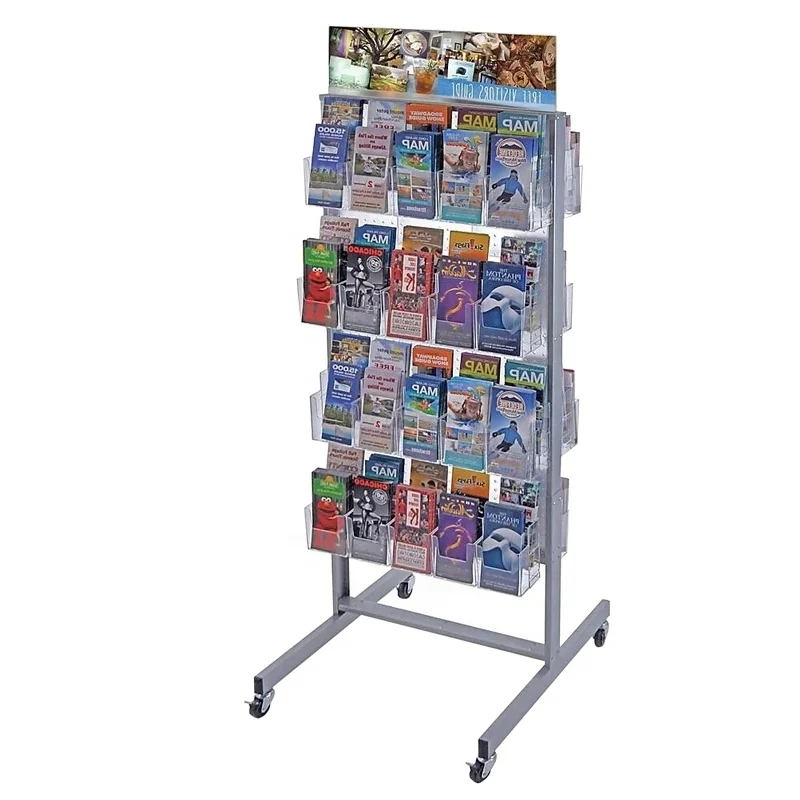Hot Selling Acrylic Advertising Brochure Holder Card Display Stand Brochure Floor Display Mobile Literature Holders