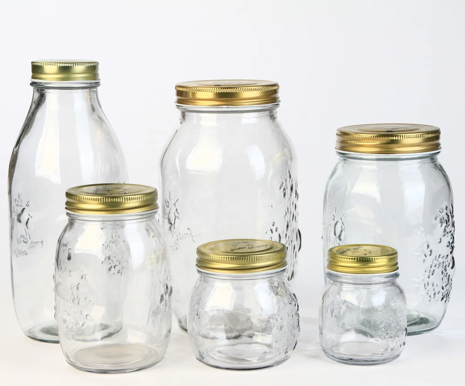
Hot Sale Fruit Mason Glass Jars And Bottles Food Milk Storage Set 