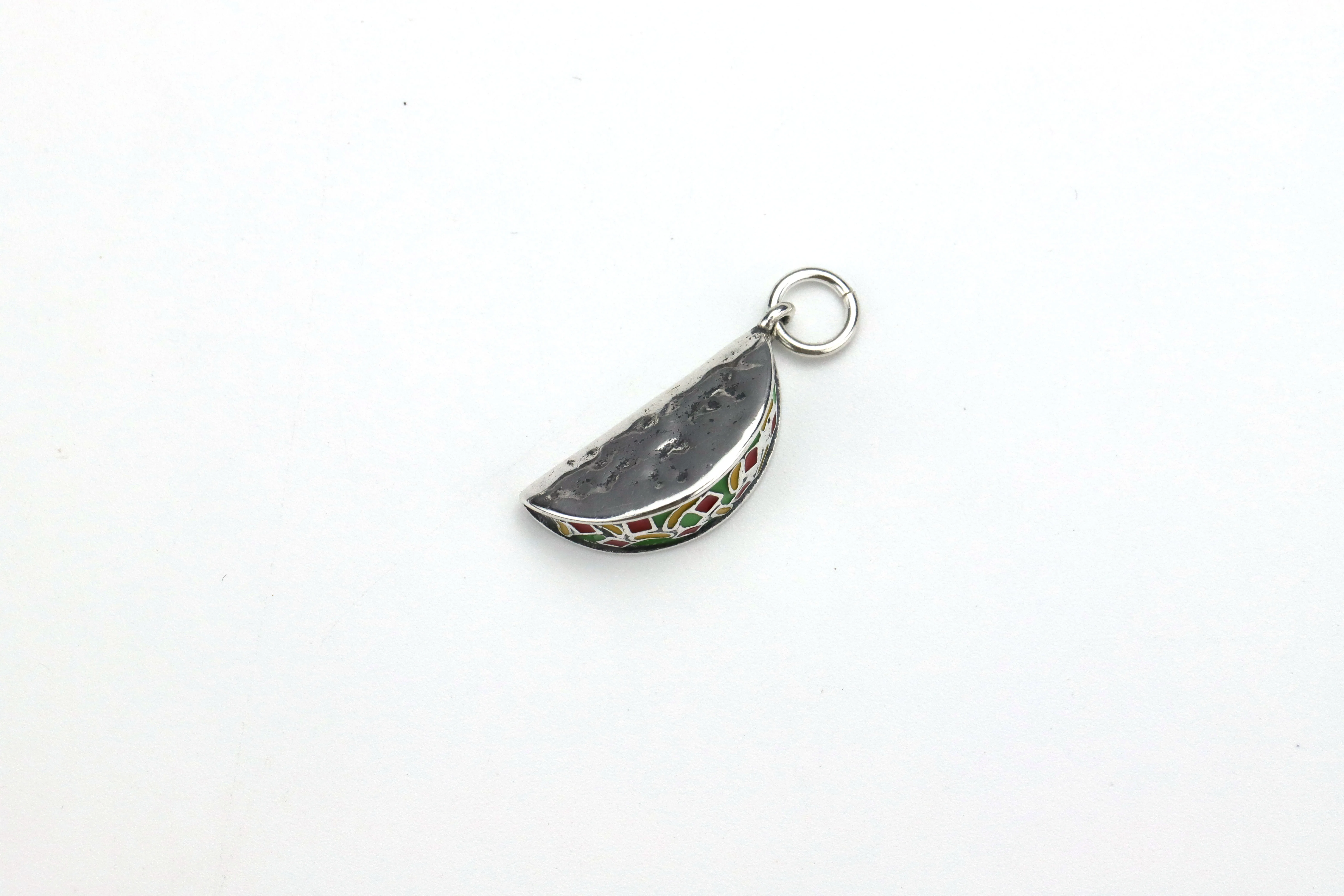 Cute DIY Food Pendant Enamel Taco Charm for Bracelet Mexican Food Hispanic Tortilla Cheese Made from Sterling Silver